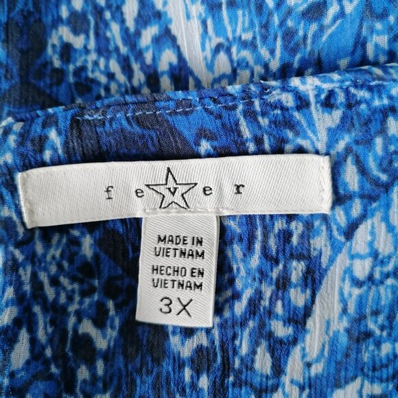 Fever Womens Blue Asymmetric Sheer Chiffon Sleeveless Tunic Top Plus Size 3X - Picture 5 of 7